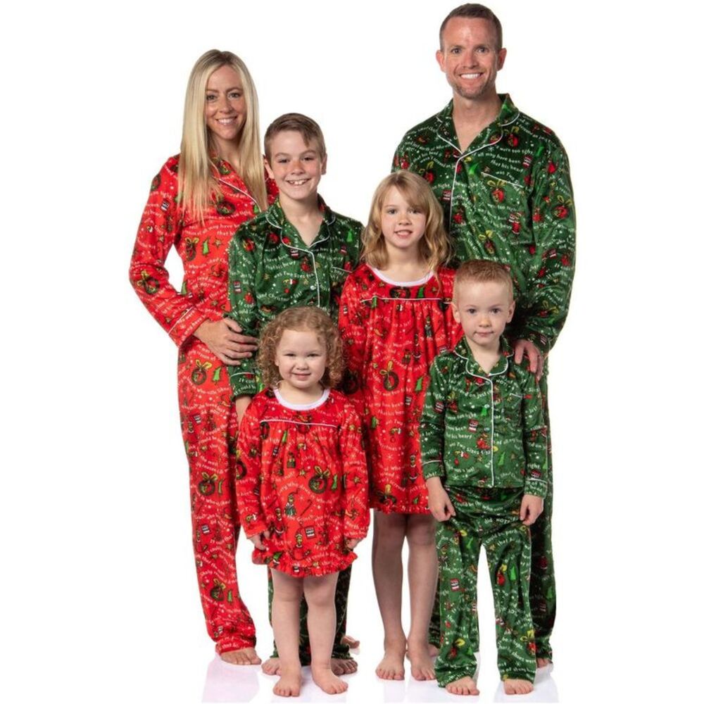 How the Grinch Stole Christmas Tossed Print Collar Sleep Pajama Set (L)